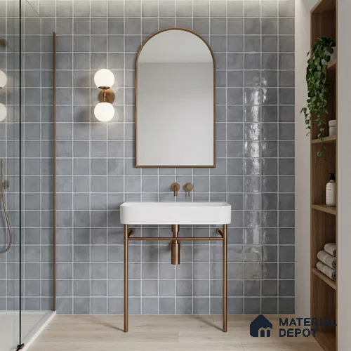 Faux Subway Wall Tile TL 11254 Urban Mist 2 ft x 1 ft Ceramic Glossy Finish Tile - 9 mm | Suitable For Bathroom, Basin Area, Kitchen Backsplash