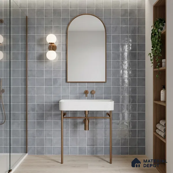 Faux Subway Wall Tile TL 11254 Urban Mist 2 ft x 1 ft Ceramic Glossy Finish Tile - 9 mm | Suitable For Bathroom, Basin Area, Kitchen Backsplash