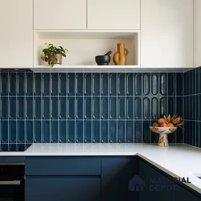 Faux Subway Wall Tile TL 11242 Aqua Capsule 2 ft x 1 ft Ceramic Glossy Finish Tile - 9 mm | Suitable For Bathroom, Dining Area, Kitchen Backsplash