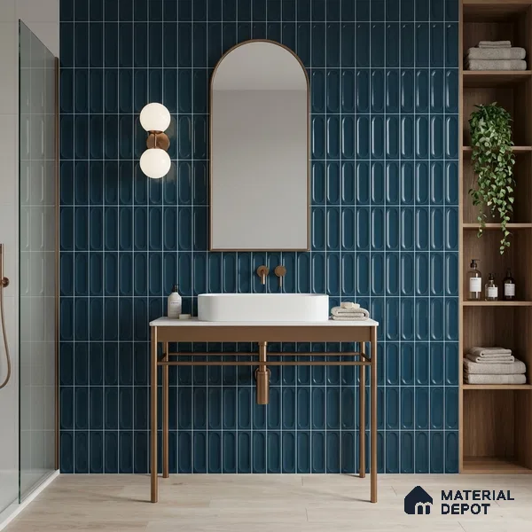 Faux Subway Wall Tile TL 11242 Aqua Capsule 2 ft x 1 ft Ceramic Glossy Finish Tile - 9 mm | Suitable For Bathroom, Dining Area, Kitchen Backsplash
