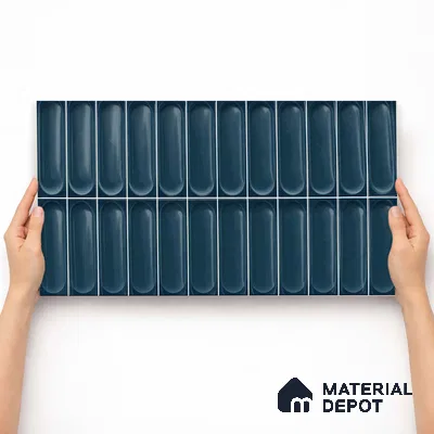 Faux Subway Wall Tile TL 11242 Aqua Capsule 2 ft x 1 ft Ceramic Glossy Finish Tile - 9 mm | Suitable For Bathroom, Dining Area, Kitchen Backsplash