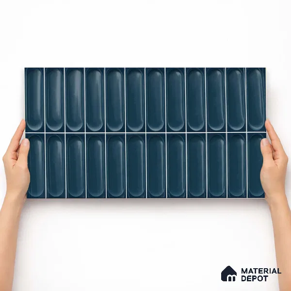 Faux Subway Wall Tile TL 11242 Aqua Capsule 2 ft x 1 ft Ceramic Glossy Finish Tile - 9 mm | Suitable For Bathroom, Dining Area, Kitchen Backsplash