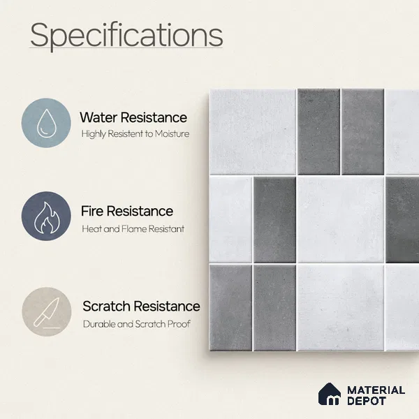 Faux Subway Wall Tile TL 11266 Urban Grid 2 ft x 1 ft Ceramic Granulla Finish Tile - 9 mm | Suitable For Bathroom, Balcony & Kitchen Backsplash