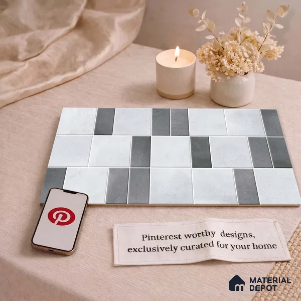 Faux Subway Wall Tile TL 11266 Urban Grid 2 ft x 1 ft Ceramic Granulla Finish Tile - 9 mm | Suitable For Bathroom, Balcony & Kitchen Backsplash