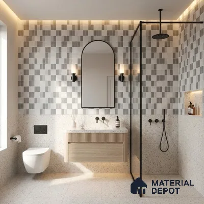 Faux Subway Wall Tile TL 11266 Urban Grid 2 ft x 1 ft Ceramic Granulla Finish Tile - 9 mm | Suitable For Bathroom, Balcony & Kitchen Backsplash