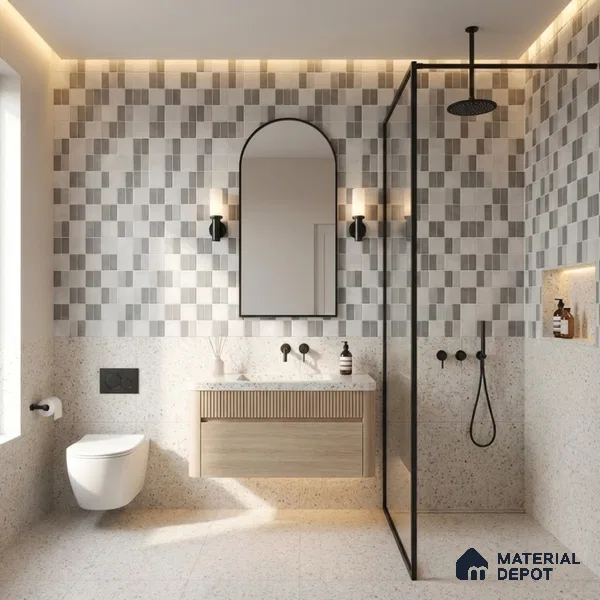Faux Subway Wall Tile TL 11266 Urban Grid 2 ft x 1 ft Ceramic Granulla Finish Tile - 9 mm | Suitable For Bathroom, Balcony & Kitchen Backsplash