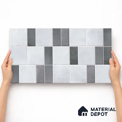 Faux Subway Wall Tile TL 11266 Urban Grid 2 ft x 1 ft Ceramic Granulla Finish Tile - 9 mm | Suitable For Bathroom, Balcony & Kitchen Backsplash