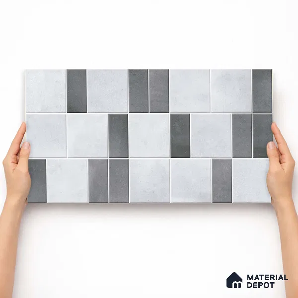 Faux Subway Wall Tile TL 11266 Urban Grid 2 ft x 1 ft Ceramic Granulla Finish Tile - 9 mm | Suitable For Bathroom, Balcony & Kitchen Backsplash