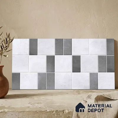 Faux Subway Wall Tile TL 11266 Urban Grid 2 ft x 1 ft Ceramic Granulla Finish Tile - 9 mm | Suitable For Bathroom, Balcony & Kitchen Backsplash