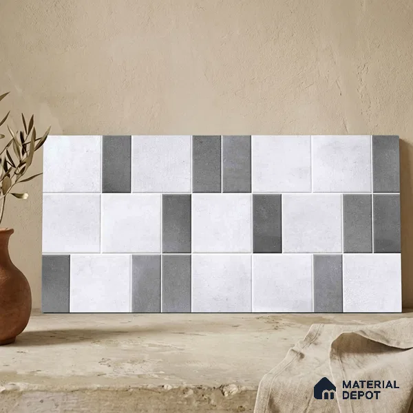 Faux Subway Wall Tile TL 11266 Urban Grid 2 ft x 1 ft Ceramic Granulla Finish Tile - 9 mm | Suitable For Bathroom, Balcony & Kitchen Backsplash