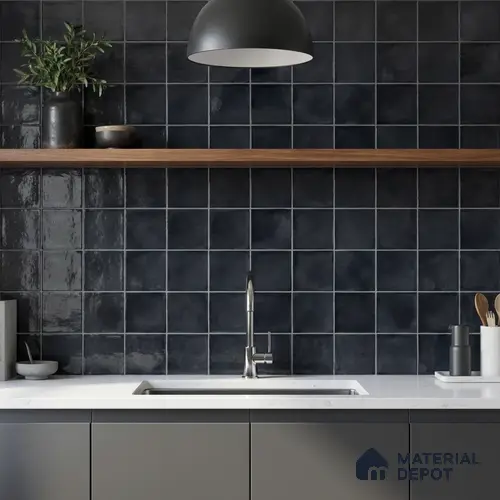 Faux Subway Wall Tile TL 11251 Noir Forge 2 ft x 1 ft Ceramic Glossy Finish Tile - 9 mm | Suitable For Bathroom, Balcony & Kitchen Backsplash
