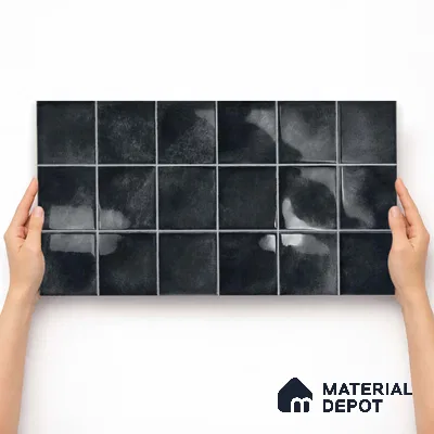 Faux Subway Wall Tile TL 11251 Noir Forge 2 ft x 1 ft Ceramic Glossy Finish Tile - 9 mm | Suitable For Bathroom, Basin Area, Kitchen Backsplash