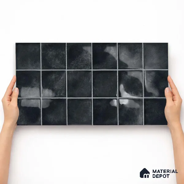 Faux Subway Wall Tile TL 11251 Noir Forge 2 ft x 1 ft Ceramic Glossy Finish Tile - 9 mm | Suitable For Bathroom, Basin Area, Kitchen Backsplash