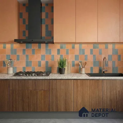 Faux Subway Wall Tile TL 11261 Terracotta Azure 2 ft x 1 ft Ceramic Granulla Finish Tile - 9 mm | Suitable For Bathroom, Basin Area, Kitchen Backsplash