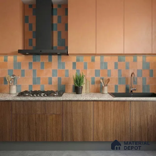 Faux Subway Wall Tile TL 11261 Terracotta Azure 2 ft x 1 ft Ceramic Granulla Finish Tile - 9 mm | Suitable For Bathroom, Basin Area, Kitchen Backsplash