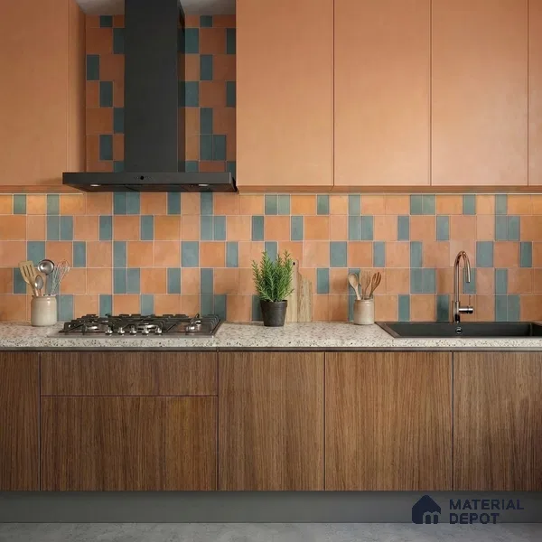Faux Subway Wall Tile TL 11261 Terracotta Azure 2 ft x 1 ft Ceramic Granulla Finish Tile - 9 mm | Suitable For Bathroom, Basin Area, Kitchen Backsplash