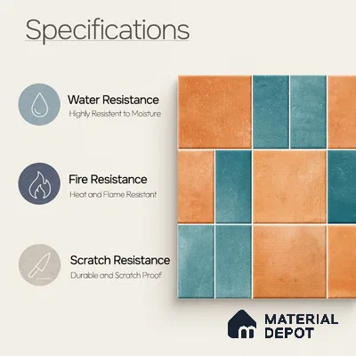 Faux Subway Wall Tile TL 11261 Terracotta Azure 2 ft x 1 ft Ceramic Granulla Finish Tile - 9 mm | Suitable For Bathroom, Basin Area, Kitchen Backsplash