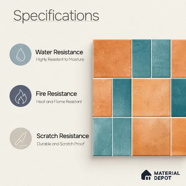Faux Subway Wall Tile TL 11261 Terracotta Azure 2 ft x 1 ft Ceramic Granulla Finish Tile - 9 mm | Suitable For Bathroom, Basin Area, Kitchen Backsplash