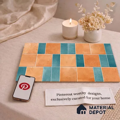 Faux Subway Wall Tile TL 11261 Terracotta Azure 2 ft x 1 ft Ceramic Granulla Finish Tile - 9 mm | Suitable For Bathroom, Basin Area, Kitchen Backsplash