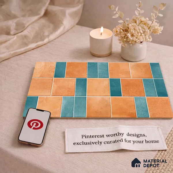 Faux Subway Wall Tile TL 11261 Terracotta Azure 2 ft x 1 ft Ceramic Granulla Finish Tile - 9 mm | Suitable For Bathroom, Basin Area, Kitchen Backsplash
