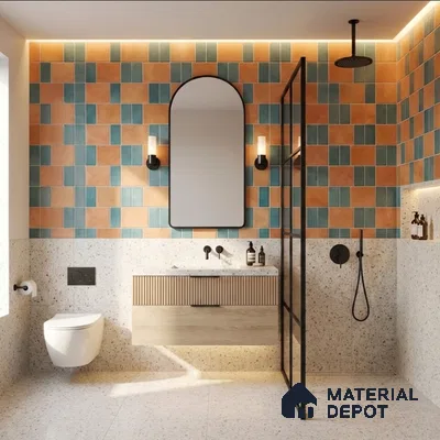 Faux Subway Wall Tile TL 11261 Terracotta Azure 2 ft x 1 ft Ceramic Granulla Finish Tile - 9 mm | Suitable For Bathroom, Basin Area, Kitchen Backsplash