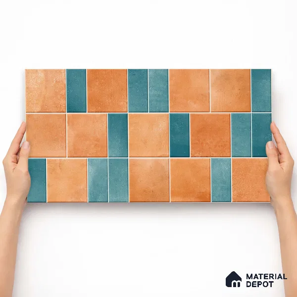 Faux Subway Wall Tile TL 11261 Terracotta Azure 2 ft x 1 ft Ceramic Granulla Finish Tile - 9 mm | Suitable For Bathroom, Basin Area, Kitchen Backsplash