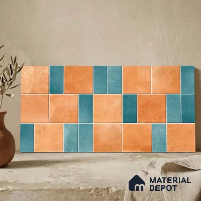 Faux Subway Wall Tile TL 11261 Terracotta Azure 2 ft x 1 ft Ceramic Granulla Finish Tile - 9 mm | Suitable For Bathroom, Basin Area, Kitchen Backsplash