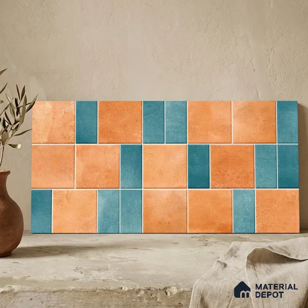 Faux Subway Wall Tile TL 11261 Terracotta Azure 2 ft x 1 ft Ceramic Granulla Finish Tile - 9 mm | Suitable For Bathroom, Basin Area, Kitchen Backsplash