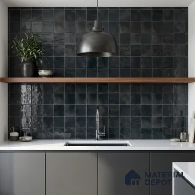 Faux Subway Wall Tile TL 11225 Noir Drift 2 ft x 1 ft Ceramic Glossy Finish Tile - 9 mm | Suitable For Bathroom, Balcony & Kitchen Backsplash