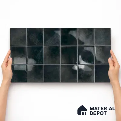 Faux Subway Wall Tile TL 11225 Noir Drift 2 ft x 1 ft Ceramic Glossy Finish Tile - 9 mm | Suitable For Bathroom, Balcony & Kitchen Backsplash