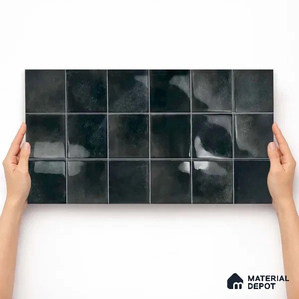 Faux Subway Wall Tile TL 11225 Noir Drift 2 ft x 1 ft Ceramic Glossy Finish Tile - 9 mm | Suitable For Bathroom, Balcony & Kitchen Backsplash