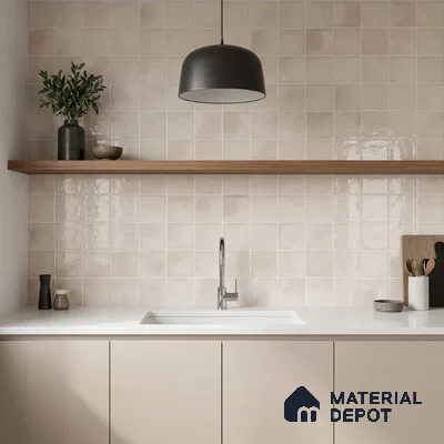 Faux Subway Wall Tile TL 11252 Ivory Mist 2 ft x 1 ft Ceramic Glossy Finish Tile - 9 mm | Suitable For Bathroom, Basin Area, Kitchen Backsplash