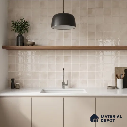 Faux Subway Wall Tile TL 11252 Ivory Mist 2 ft x 1 ft Ceramic Glossy Finish Tile - 9 mm | Suitable For Bathroom, Balcony & Kitchen Backsplash