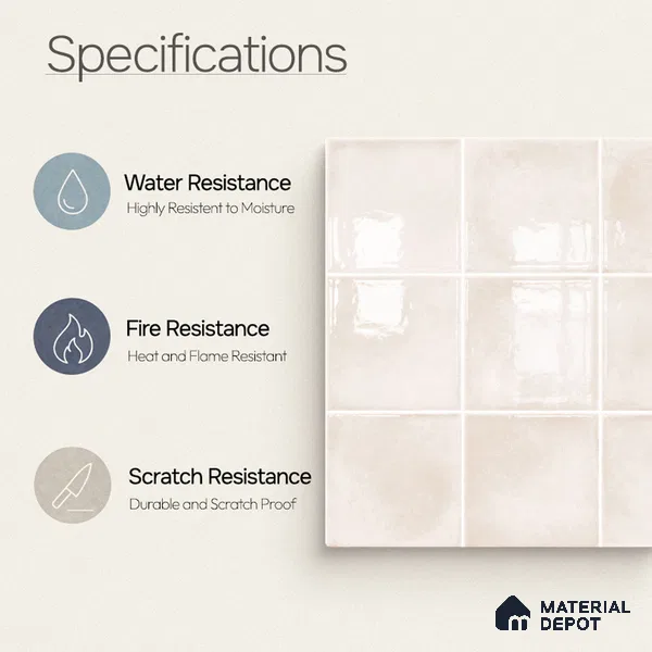 Faux Subway Wall Tile TL 11252 Ivory Mist 2 ft x 1 ft Ceramic Glossy Finish Tile - 9 mm | Suitable For Bathroom, Basin Area, Kitchen Backsplash