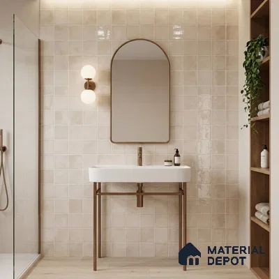 Faux Subway Wall Tile TL 11252 Ivory Mist 2 ft x 1 ft Ceramic Glossy Finish Tile - 9 mm | Suitable For Bathroom, Basin Area, Kitchen Backsplash