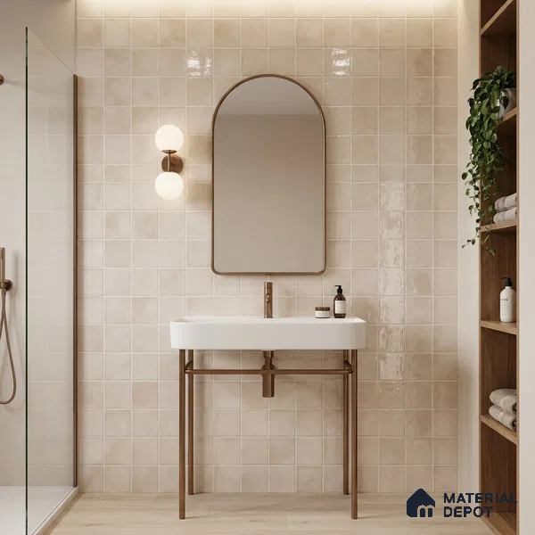 Faux Subway Wall Tile TL 11252 Ivory Mist 2 ft x 1 ft Ceramic Glossy Finish Tile - 9 mm | Suitable For Bathroom, Basin Area, Kitchen Backsplash