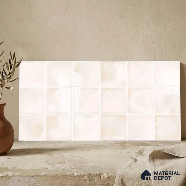 Faux Subway Wall Tile TL 11252 Ivory Mist 2 ft x 1 ft Ceramic Glossy Finish Tile - 9 mm | Suitable For Bathroom, Basin Area, Kitchen Backsplash