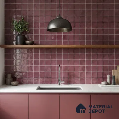 Faux Subway Wall Tile TL 11252 B Mulberry Mist 2 ft x 1 ft Ceramic Glossy Finish Tile - 9 mm | Suitable For Bathroom, Balcony & Kitchen Backsplash