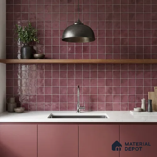 Faux Subway Wall Tile TL 11252 B Mulberry Mist 2 ft x 1 ft Ceramic Glossy Finish Tile - 9 mm | Suitable For Bathroom, Basin Area, Kitchen Backsplash