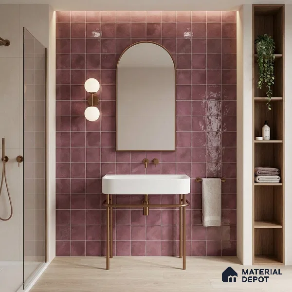 Faux Subway Wall Tile TL 11252 B Mulberry Mist 2 ft x 1 ft Ceramic Glossy Finish Tile - 9 mm | Suitable For Bathroom, Balcony & Kitchen Backsplash