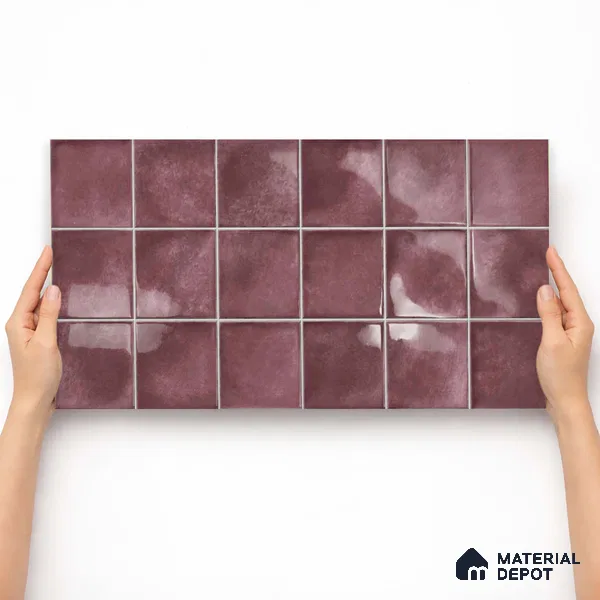 Faux Subway Wall Tile TL 11252 B Mulberry Mist 2 ft x 1 ft Ceramic Glossy Finish Tile - 9 mm | Suitable For Bathroom, Balcony & Kitchen Backsplash