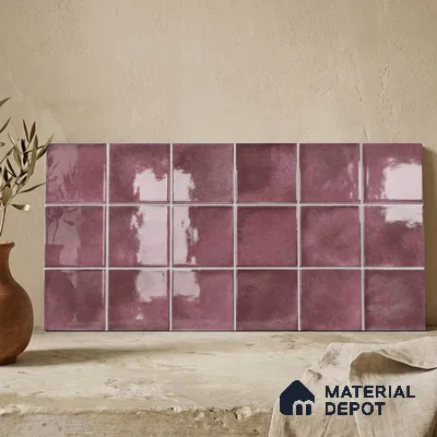 Faux Subway Wall Tile TL 11252 B Mulberry Mist 2 ft x 1 ft Ceramic Glossy Finish Tile - 9 mm | Suitable For Bathroom, Balcony & Kitchen Backsplash