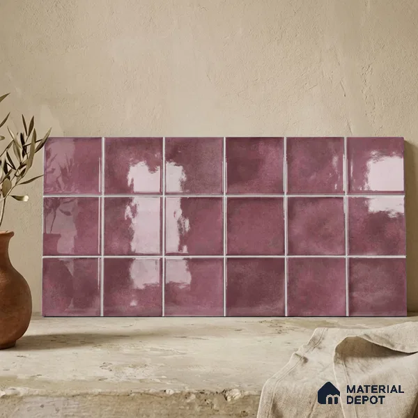 Faux Subway Wall Tile TL 11252 B Mulberry Mist 2 ft x 1 ft Ceramic Glossy Finish Tile - 9 mm | Suitable For Bathroom, Balcony & Kitchen Backsplash