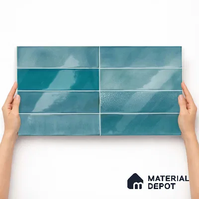 Faux Subway Wall Tile TL 11227 Azure Drift 2 ft x 1 ft Ceramic Glossy Finish Tile - 9 mm | Suitable For Bathroom, Dining Area, Kitchen Backsplash
