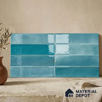 Faux Subway Wall Tile TL 11227 Azure Drift 2 ft x 1 ft Ceramic Glossy Finish Tile - 9 mm | Suitable For Bathroom, Dining Area, Kitchen Backsplash