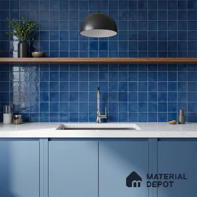 Faux Subway Wall Tile TL 11248 Indigo Mist 2 ft x 1 ft Ceramic Glossy Finish Tile - 9 mm | Suitable For Bathroom, Balcony & Kitchen Backsplash (Sample)