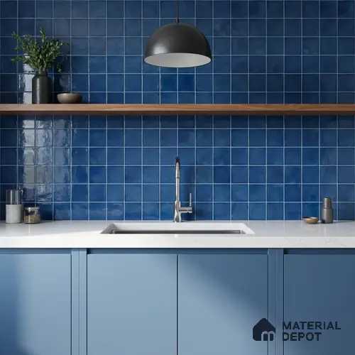 Faux Subway Wall Tile TL 11248 Indigo Mist 2 ft x 1 ft Ceramic Glossy Finish Tile - 9 mm | Suitable For Bathroom, Balcony & Kitchen Backsplash
