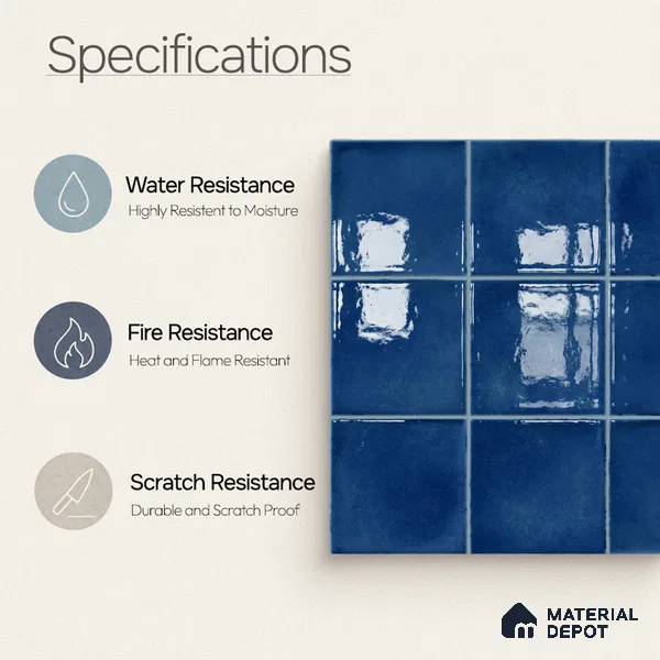 Faux Subway Wall Tile TL 11248 Indigo Mist 2 ft x 1 ft Ceramic Glossy Finish Tile - 9 mm | Suitable For Bathroom, Balcony & Kitchen Backsplash (Sample)