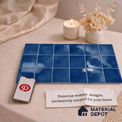Faux Subway Wall Tile TL 11248 Indigo Mist 2 ft x 1 ft Ceramic Glossy Finish Tile - 9 mm | Suitable For Bathroom, Balcony & Kitchen Backsplash (Sample)