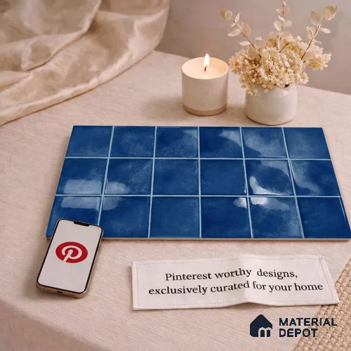 Faux Subway Wall Tile TL 11248 Indigo Mist 2 ft x 1 ft Ceramic Glossy Finish Tile - 9 mm | Suitable For Bathroom, Balcony & Kitchen Backsplash